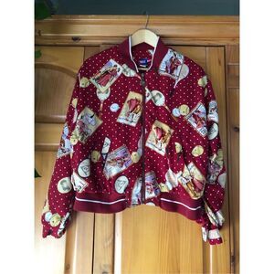 Vintage Tail Tennis Jacket — Novelty Print, Bomber Style, Women’s M